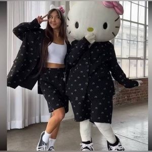 Hello Kitty Forever 21 Blazer Suit Jacket Black Pinstripe Gift L NWOT